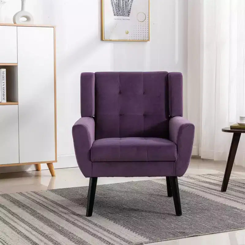 Fauteuil d'appoint capitonné multicolore avec pieds en bois, une place