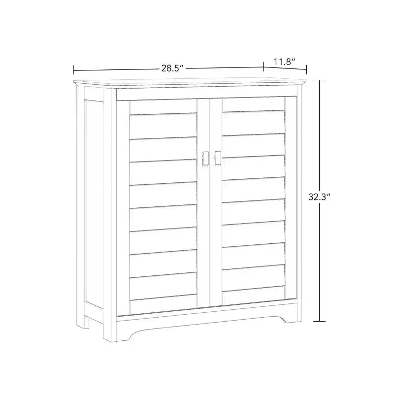 Meuble de rangement blanc à deux portes avec étagères réglables