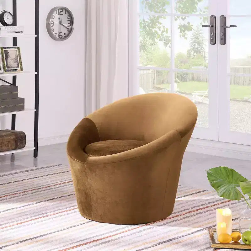 Fauteuil d'appoint en velours – Siège simple | Beige / Noir / Marron / Camel / Cognac / Crème / Vert / Fauve / Taupe