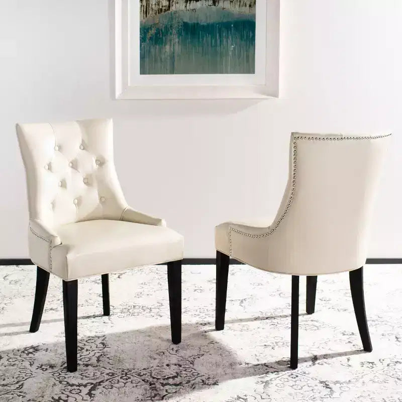 Antique Sage / Flat Cream / Grey / Sky Blue Armless Tufted Dining Chair, Set of 2