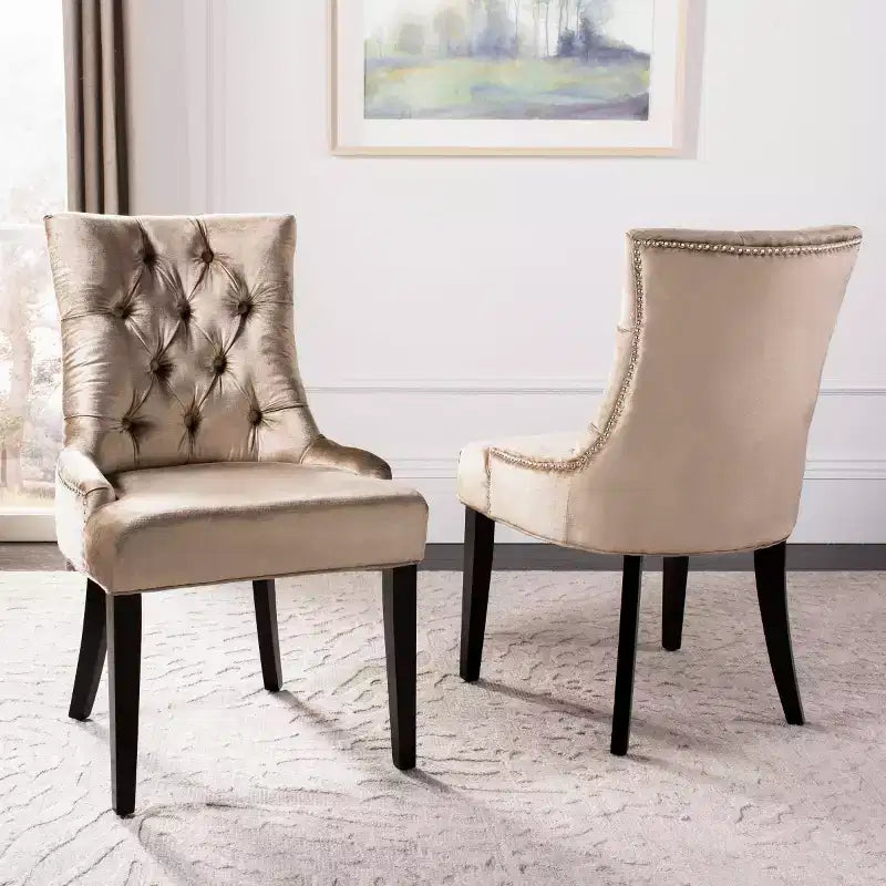 Antique Sage / Flat Cream / Grey / Sky Blue Armless Tufted Dining Chair, Set of 2