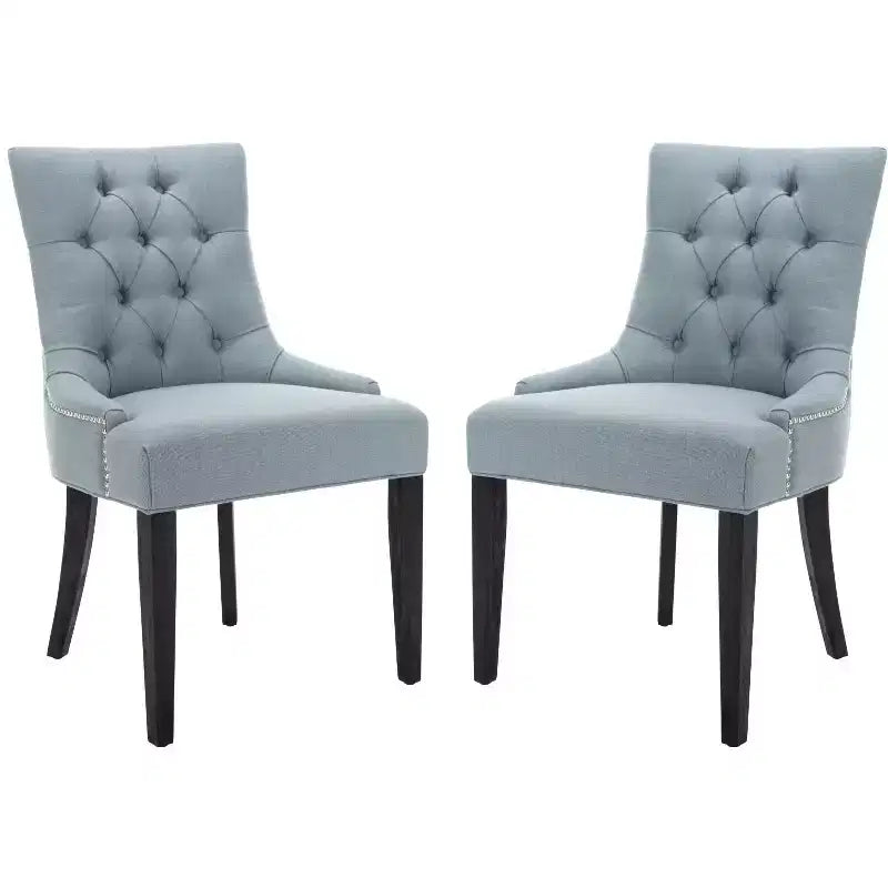 Antique Sage / Flat Cream / Grey / Sky Blue Armless Tufted Dining Chair, Set of 2