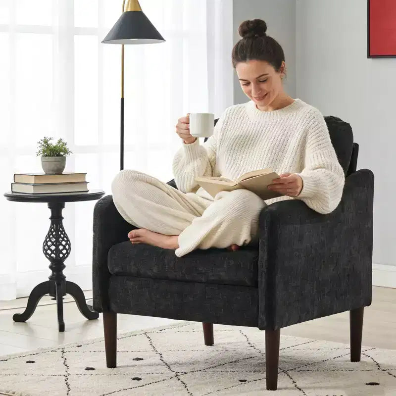 Fauteuil d'appoint en chenille beige/noir/vert/orange, fauteuil incurvé pour 1 personne, canapé individuel