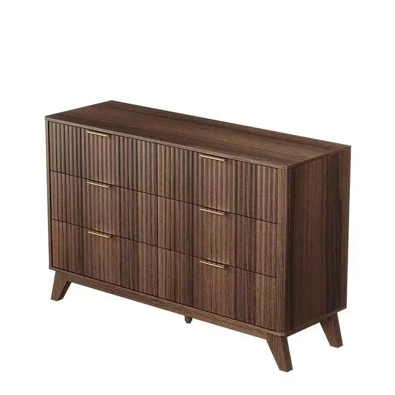 Commode à double rangée de 6 tiroirs pour 1 personne Noyer / Chêne gris / Noir
