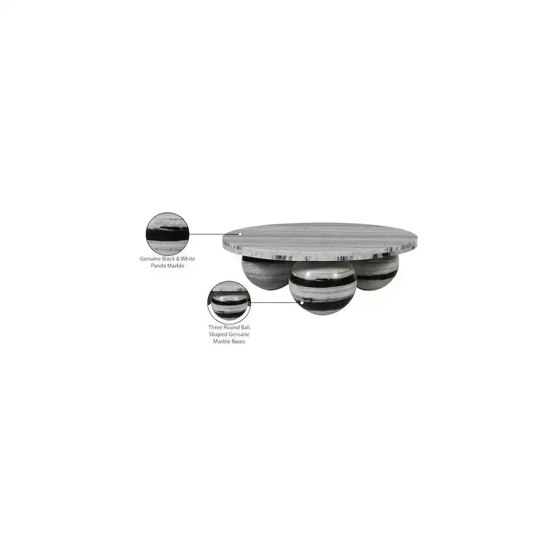 Round Marble Coffee Table with Sphere Legs, Multicolor, Seats 4??