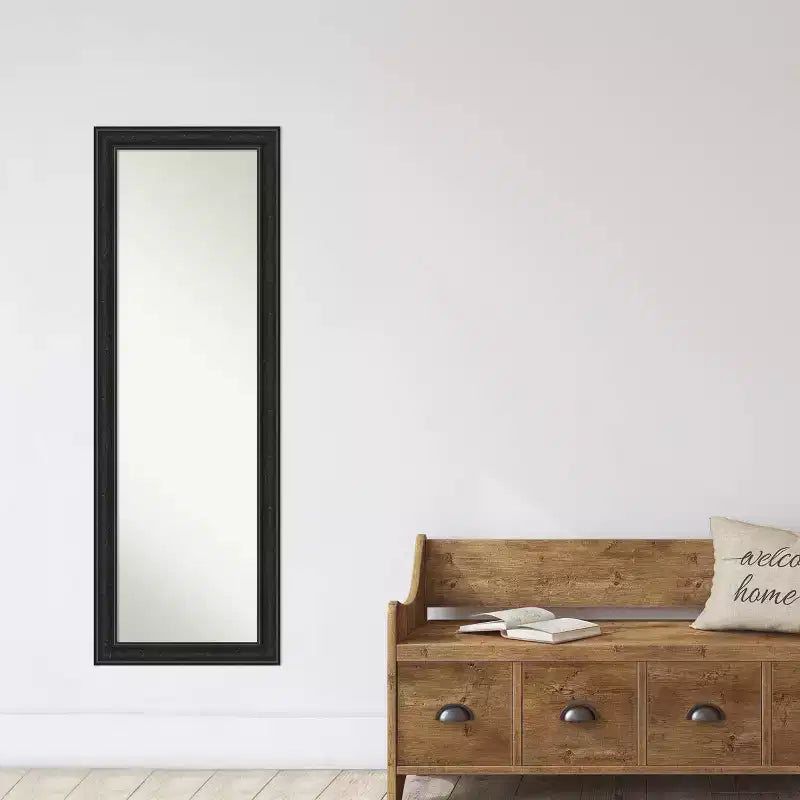 Miroir psyché noir à cadre étroit - Fixation murale/porte, 1 personne