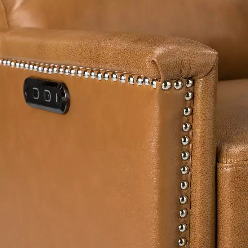 Fauteuil inclinable motorisé, couleur brun/camel, une place