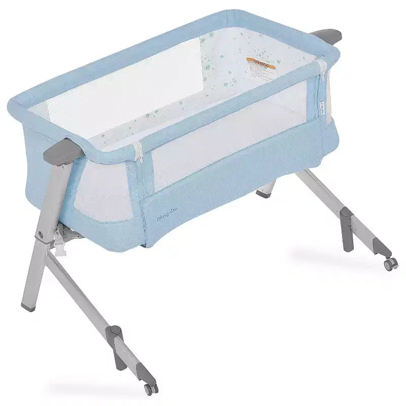 Dream On Me Skylar Bassinet and Bedside Sleeper - Blue: Adjustable Height, Folds for Easy Transport, Metal Frame