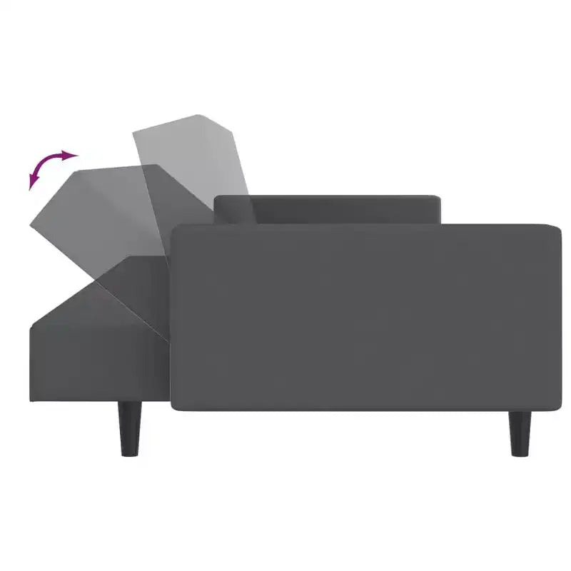 Ciemnoszara aksamitna dwuosobowa rozkładana sofa