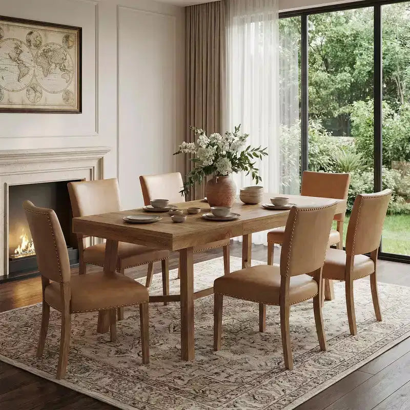 MAYEERTY 70.9 Rustic Farmhouse Dining Table, 6-8 Seater Kitchen Table, 300 lbs Capacity MDF Table, Multifunctional for Home Office & Conference Use