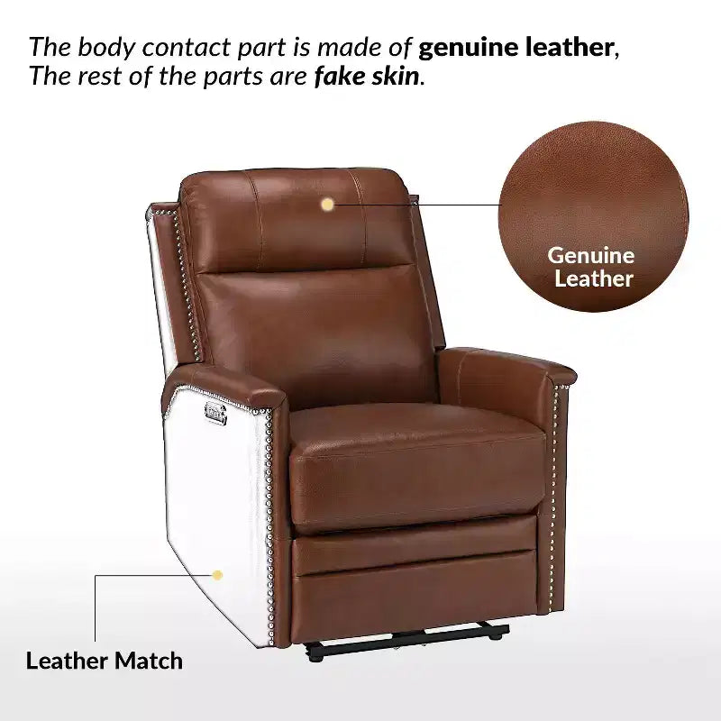 Fauteuil inclinable motorisé, couleur brun/camel, une place
