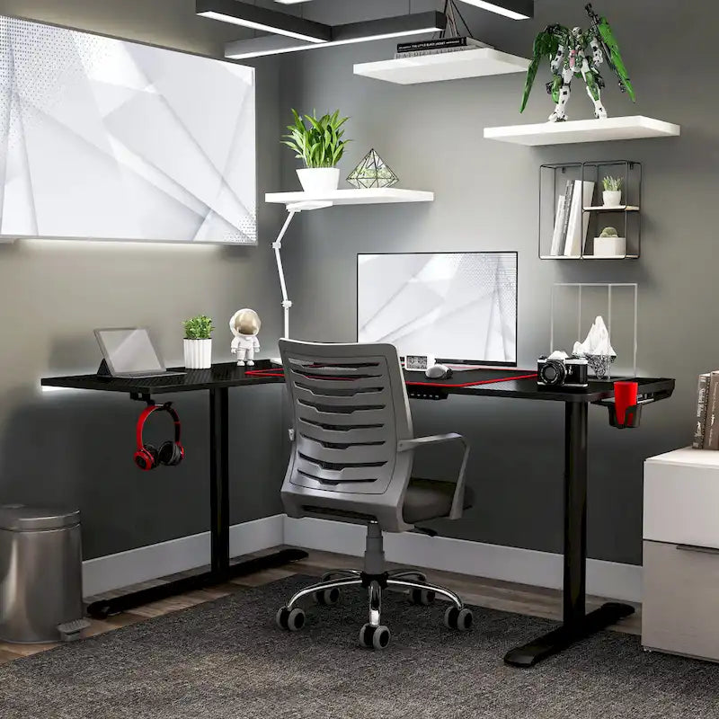 Devan - Bureau d'ordinateur et de jeu contemporain noir en métal de 6 pouces par Furniture of America