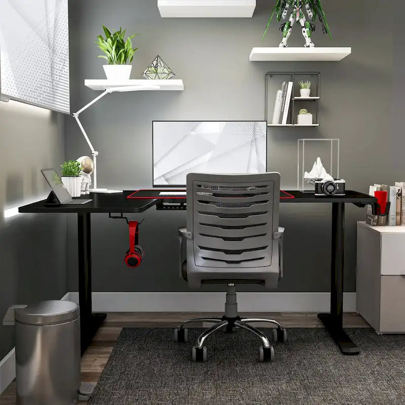 Devan - Bureau d'ordinateur et de jeu contemporain noir en métal de 6 pouces par Furniture of America