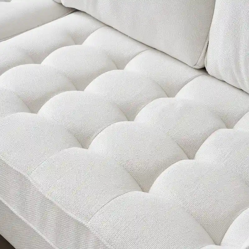 Trzyosobowa modułowa sofa pokojowa ze złotymi nóżkami trójnogami
