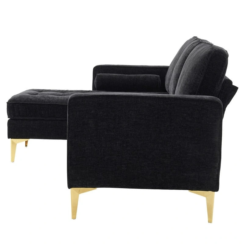 Trzyosobowa modułowa sofa pokojowa ze złotymi nóżkami trójnogami