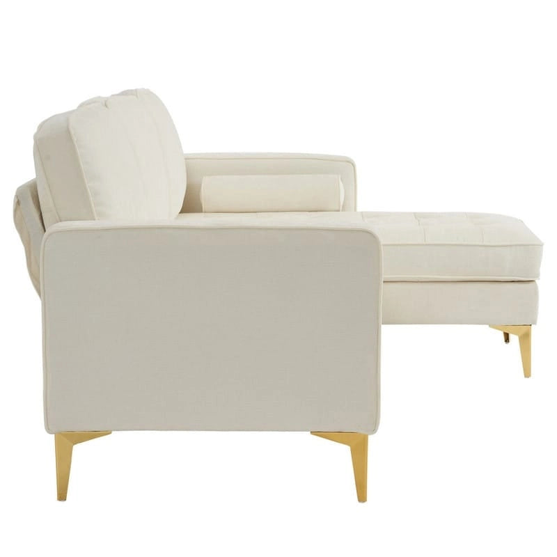 Trzyosobowa modułowa sofa pokojowa ze złotymi nóżkami trójnogami