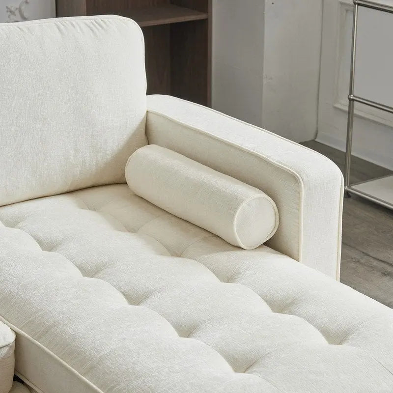 Trzyosobowa modułowa sofa pokojowa ze złotymi nóżkami trójnogami