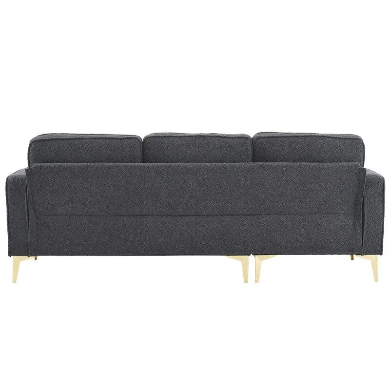 Trzyosobowa modułowa sofa pokojowa ze złotymi nóżkami trójnogami
