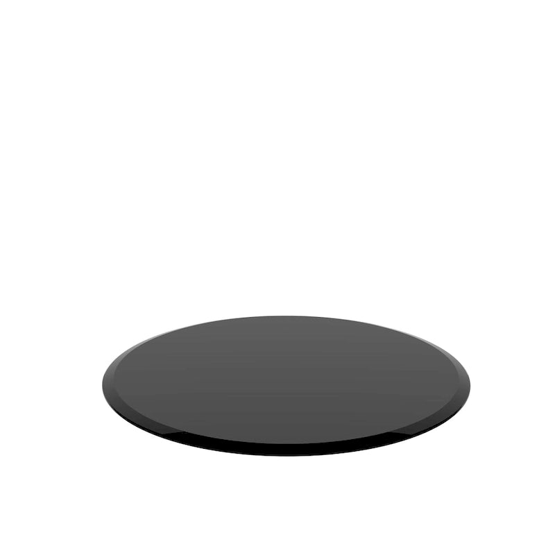 Plateau de table rond en verre trempé noir, bords polis biseautés épais