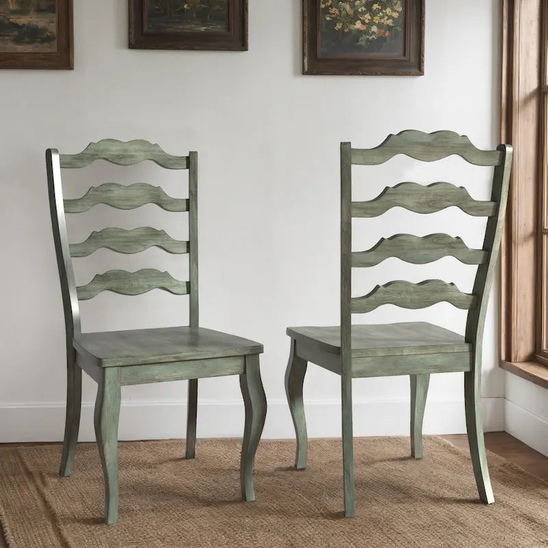 Chaises de salle à manger Ronda en bois, dossier échelle (Lot de 2)