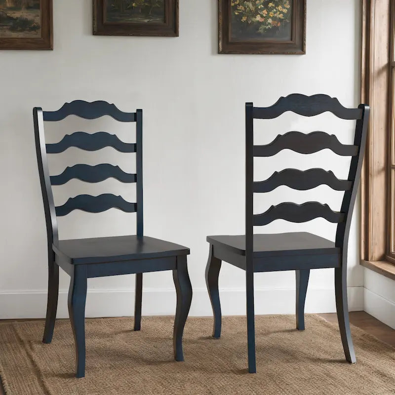 Chaises de salle à manger Ronda en bois, dossier échelle (Lot de 2)