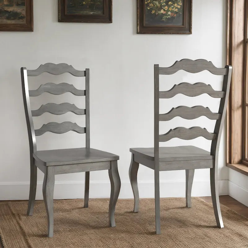 Chaises de salle à manger Ronda en bois, dossier échelle (Lot de 2)