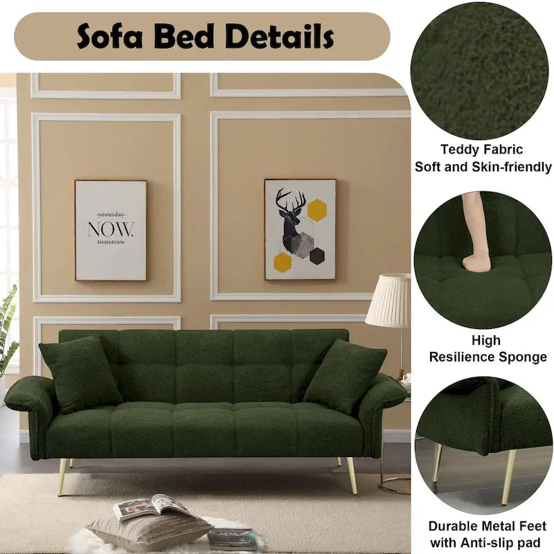 Rozkładana podwójna sofa z rozkładanymi podłokietnikami - 31,10 x 70,00 x 31,49