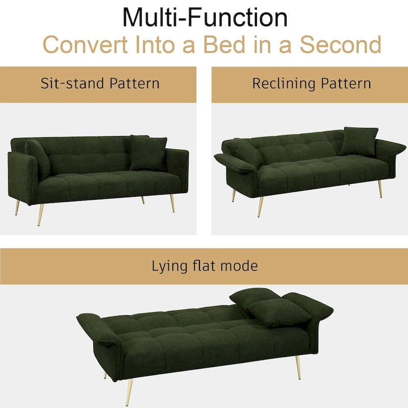 Rozkładana podwójna sofa z rozkładanymi podłokietnikami - 31,10 x 70,00 x 31,49