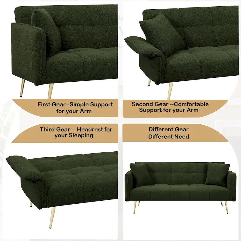 Rozkładana podwójna sofa z rozkładanymi podłokietnikami - 31,10 x 70,00 x 31,49