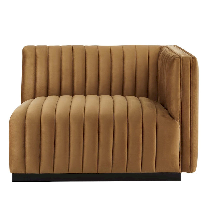 Tapicerowana dwuosobowa sofa Conjure Channel z aksamitu performance