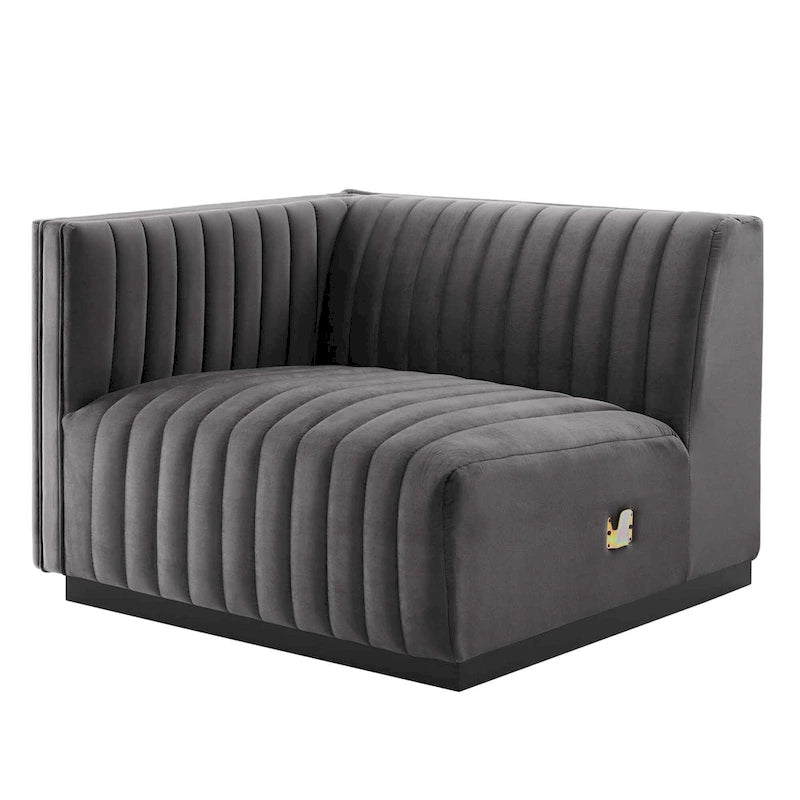 Tapicerowana dwuosobowa sofa Conjure Channel z aksamitu performance