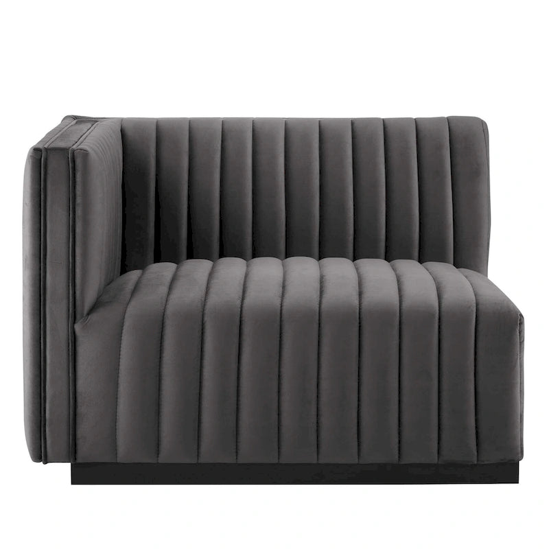 Tapicerowana dwuosobowa sofa Conjure Channel z aksamitu performance