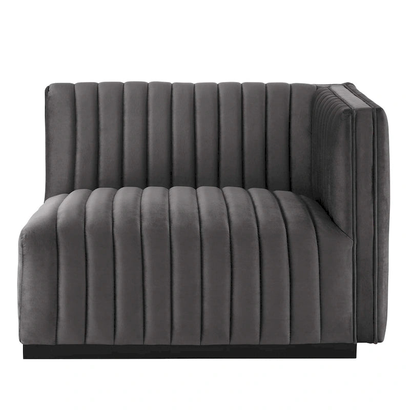 Tapicerowana dwuosobowa sofa Conjure Channel z aksamitu performance