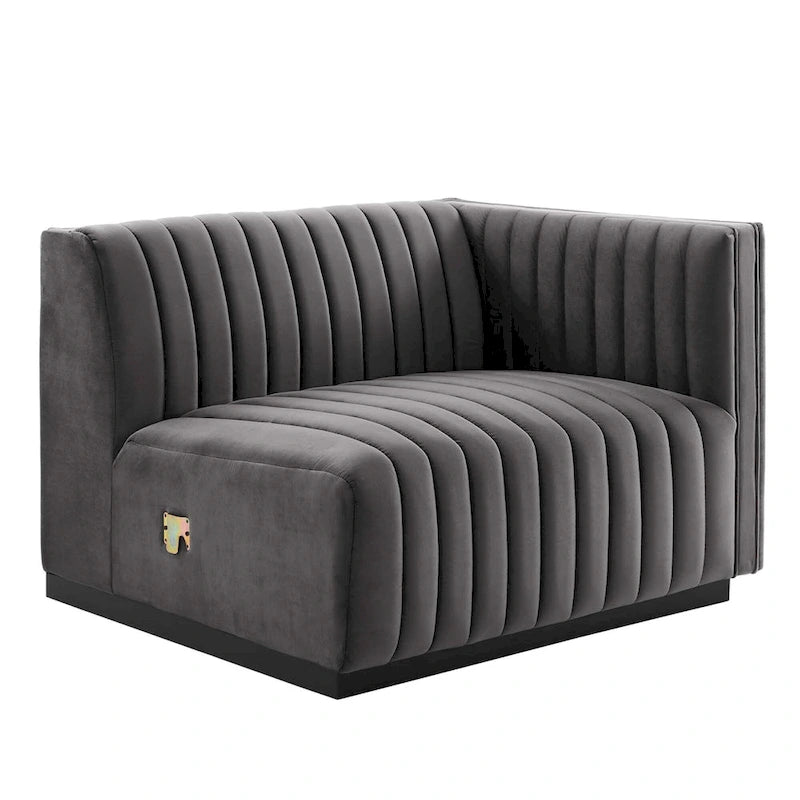 Tapicerowana dwuosobowa sofa Conjure Channel z aksamitu performance
