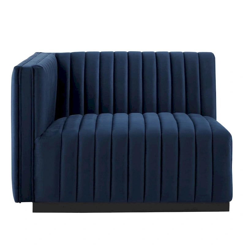 Tapicerowana dwuosobowa sofa Conjure Channel z aksamitu performance