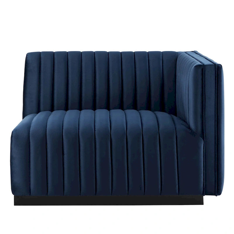 Tapicerowana dwuosobowa sofa Conjure Channel z aksamitu performance