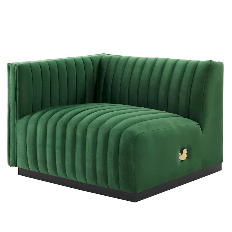 Tapicerowana dwuosobowa sofa Conjure Channel z aksamitu performance