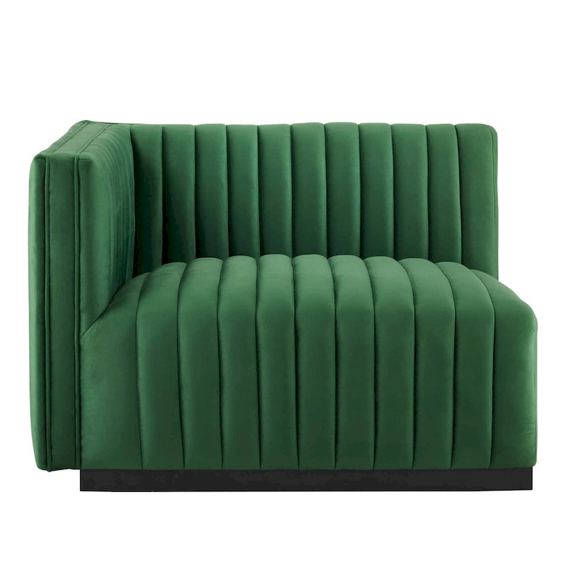 Tapicerowana dwuosobowa sofa Conjure Channel z aksamitu performance