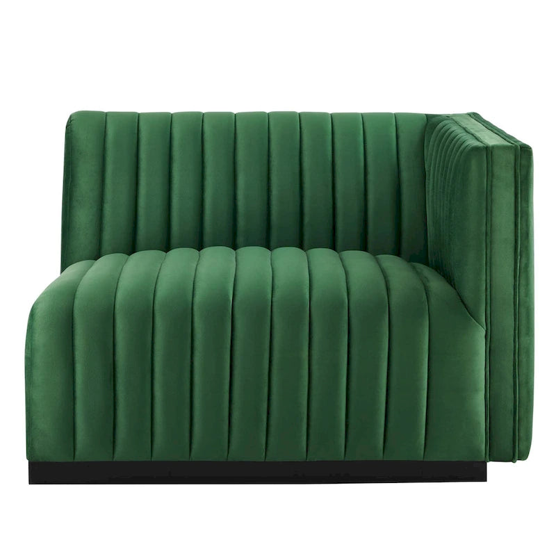 Tapicerowana dwuosobowa sofa Conjure Channel z aksamitu performance