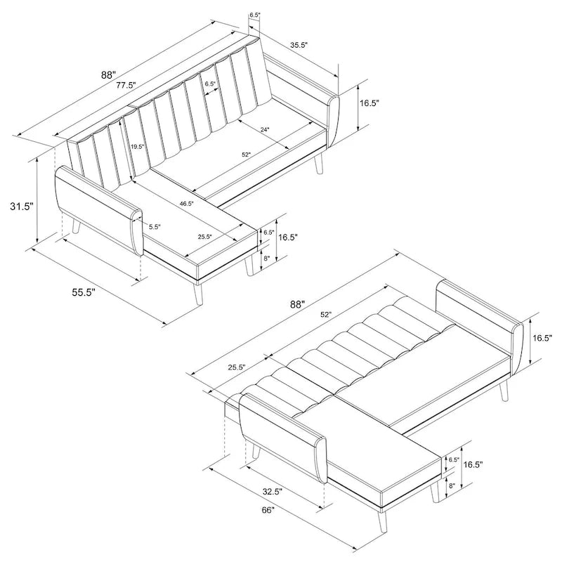 Narożna sofa futon The Novogratz Brittany