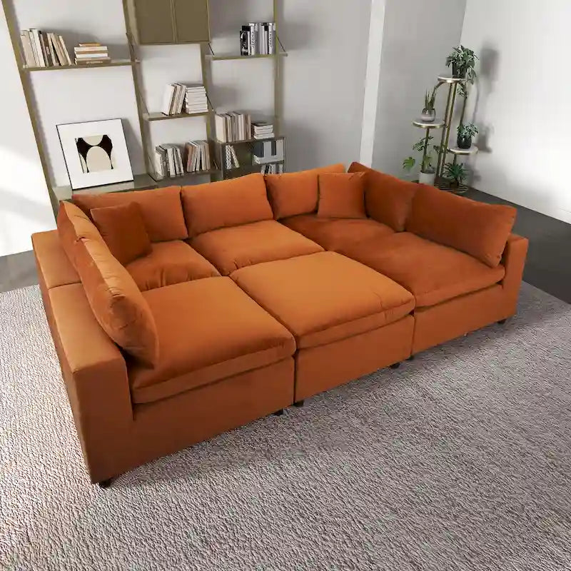 Aksamitna sofa modułowa Yannie w stylu Mid-Century Modern
