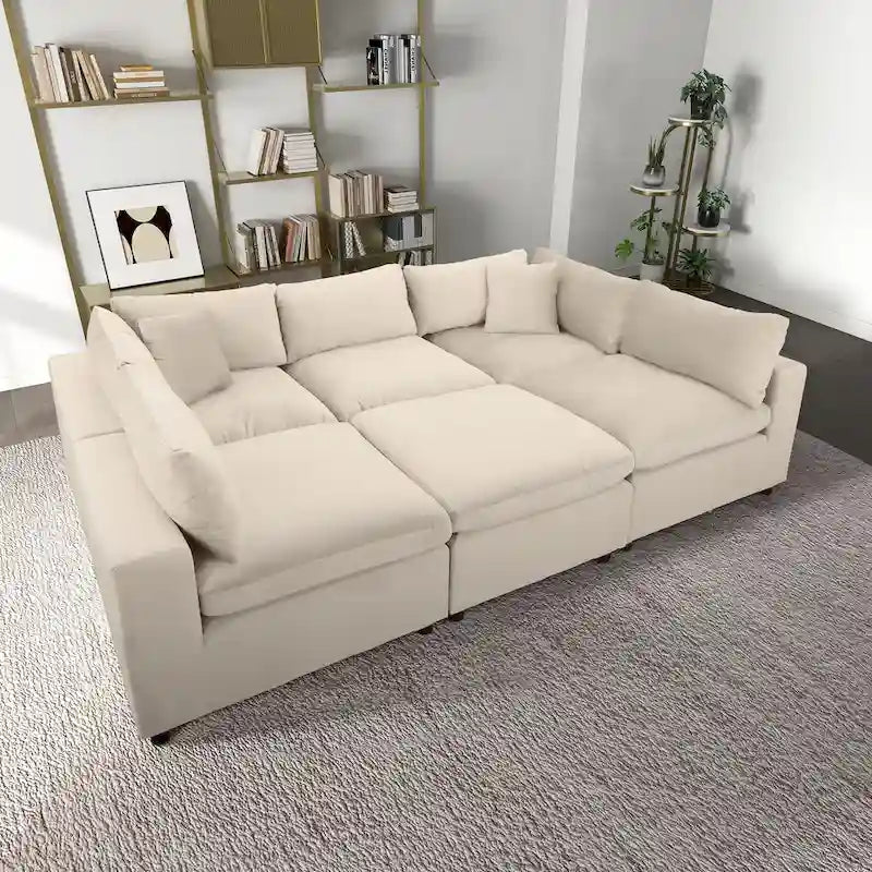 Aksamitna sofa modułowa Yannie w stylu Mid-Century Modern
