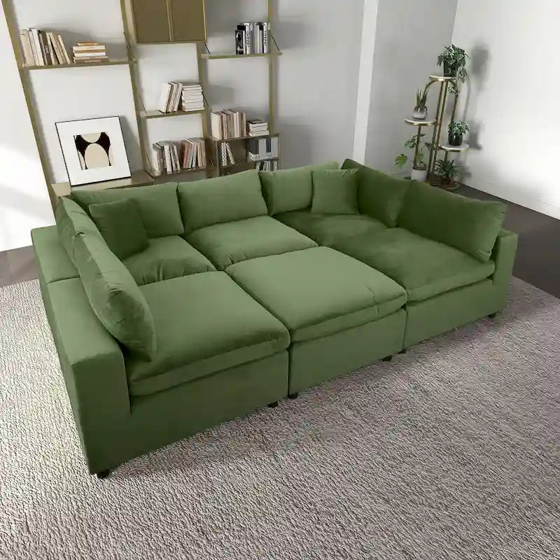 Aksamitna sofa modułowa Yannie w stylu Mid-Century Modern