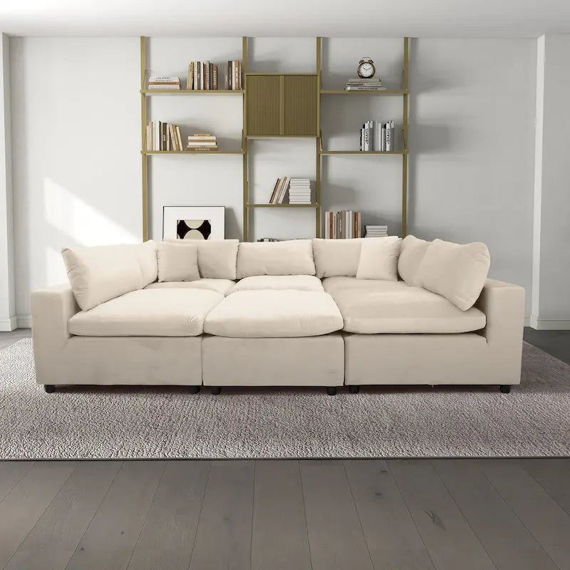 Aksamitna sofa modułowa Yannie w stylu Mid-Century Modern