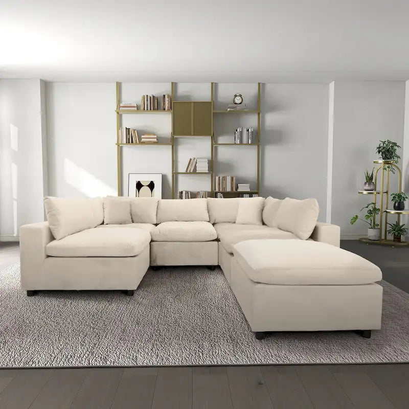 Aksamitna sofa modułowa Yannie w stylu Mid-Century Modern