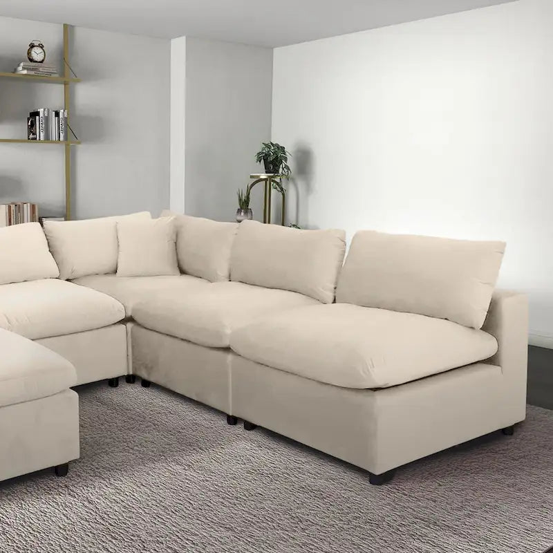 Aksamitna sofa modułowa Yannie w stylu Mid-Century Modern