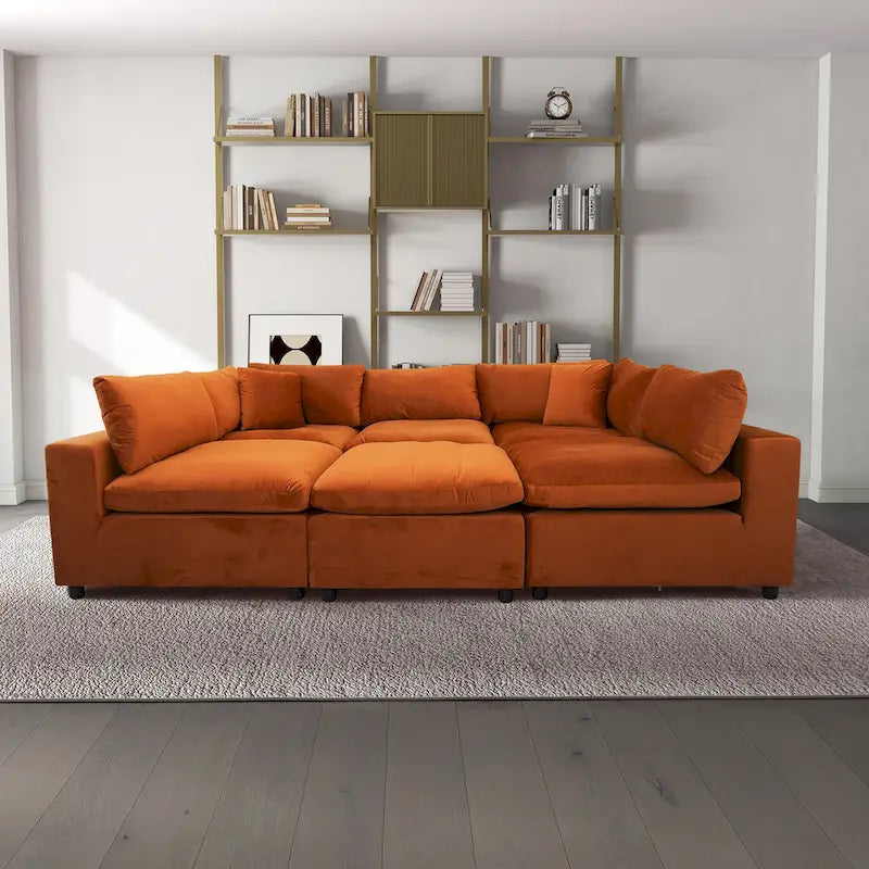 Aksamitna sofa modułowa Yannie w stylu Mid-Century Modern