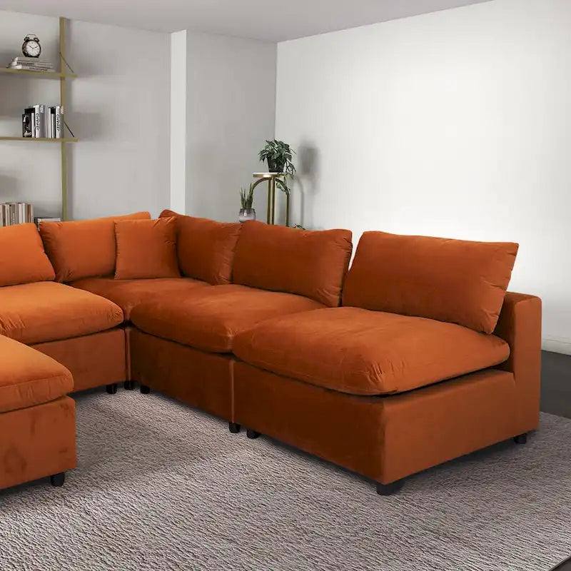 Aksamitna sofa modułowa Yannie w stylu Mid-Century Modern