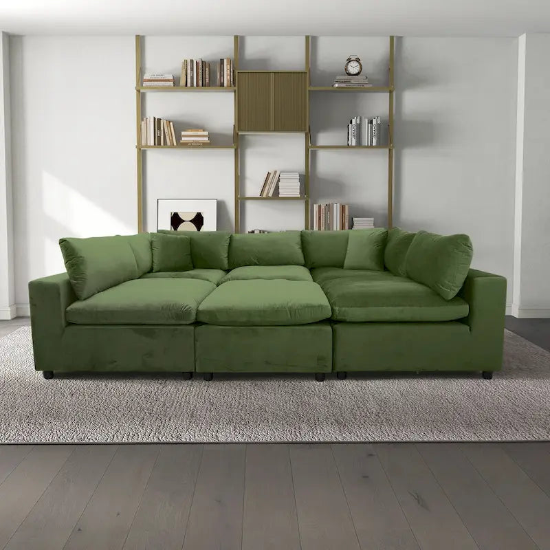 Aksamitna sofa modułowa Yannie w stylu Mid-Century Modern