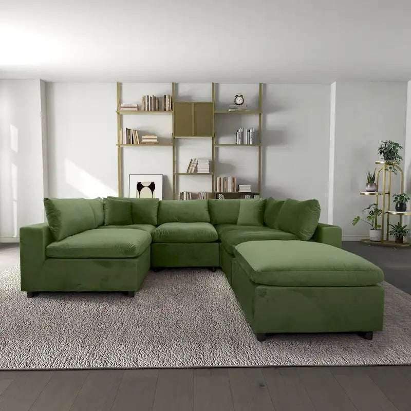Aksamitna sofa modułowa Yannie w stylu Mid-Century Modern